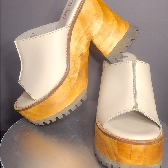Hey Girl Cream Platform Mules size 9 pre owned Exellent condition - Picture 10 of 13